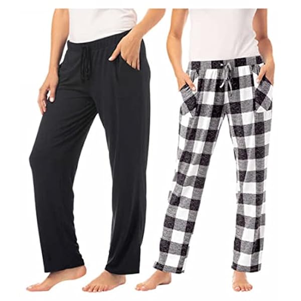 Lucky Brand Paquete de 2 pantalones de descanso de pierna recta para mujer con cordones y bolsillos