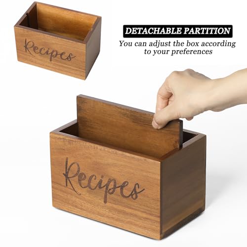 LBEMEY Acacia Wood Recipe Organizer - Farmhouse Recipe Holder Storage Organizer for Kitchen, Family, Wedding - Thumbnail 4