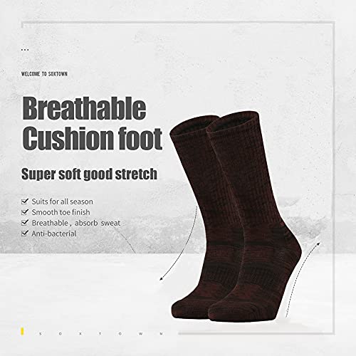 Sox Town Unisex Cushion Crew Training Athletic Socks Men & Women With Combed Cotton Moisture Wicking Breathable Performance(Coffee L) #TOP1