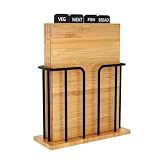 Arofeer Cutting Boards For Kitchen,4-Piece Wood Cutting Board Set with Storage Rack,Durable Kitchen Wooden Cutting Board,Ideal Chopping for Meat,Fish,Vegetables and Bread