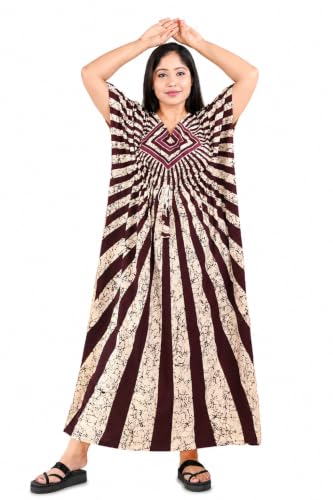Image of Pure Cotton Indonesian Kaftan Nighty Full Length | Breathable material