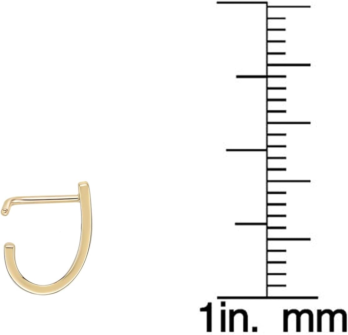 Lavari Jewelers 20 Gauge L Shaped Faux Hoop Nose Stud for Women and Men - 14k Yellow Gold Nose Ring - Unisex Hypoallergenic Nostril Piercing Jewelry - 20G Body Piercing