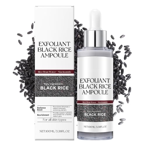 GNHG Exfoliante facial y corporal suave para las células muertas de la piel,sérum iluminador con extracto de arroz para todas las los (arroz negro)