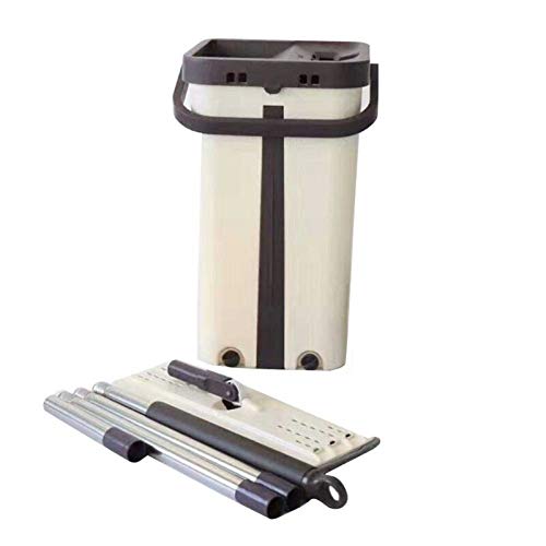 Fregona plana para apretar – Mopa de limpieza de suelos manos libres – 6 paños lavables y reutilizables de microfibra incluidos, uso en húmedo o seco en laminado de madera dura