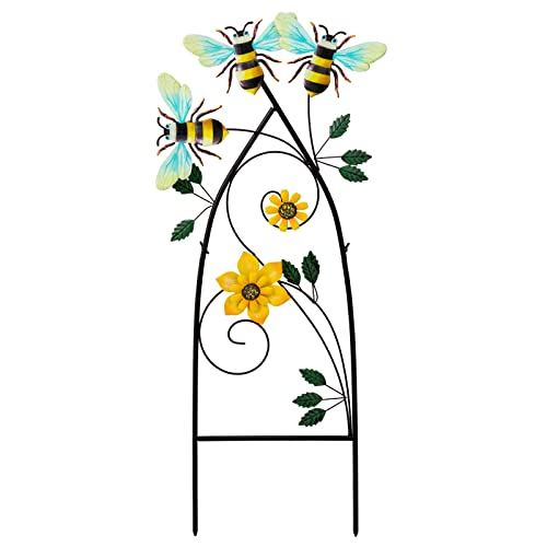 Meetyamor 29 Inch Decorative Garden Stakes, Outdoor Garden Decor Metal Flowers Bees Spring Gardening Decor Art Yard Signs, Outdoor Decorations For Patio Outside Yard Lawn #TOP26