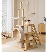 Amazon | JvFun キャットタワー 木製 猫タワー 突っ張り 大型猫用 高さ