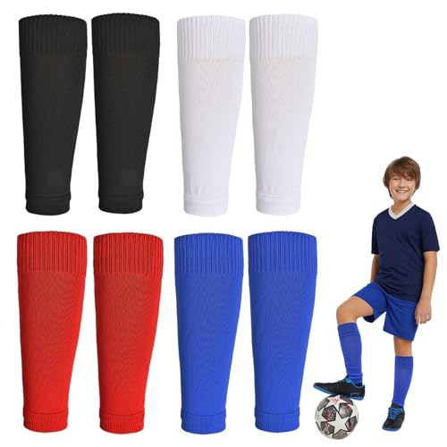 HZHSGLY 4PCS Football Sock sleeves, Footless Kids Football Socks, Breathable and Comfortable Pre Cut Socks for Sports