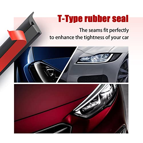 Yonput 1 Pack 5M/16.5Ft Auto T Shape Leak Sound Proofing Sealing Strip, Universal Car Windshield Self-Adhesive Rubber Weatherproof Trim, Edge Moulding Anti-Collision Filler Strip (Black #6X10Mm) #TOP3