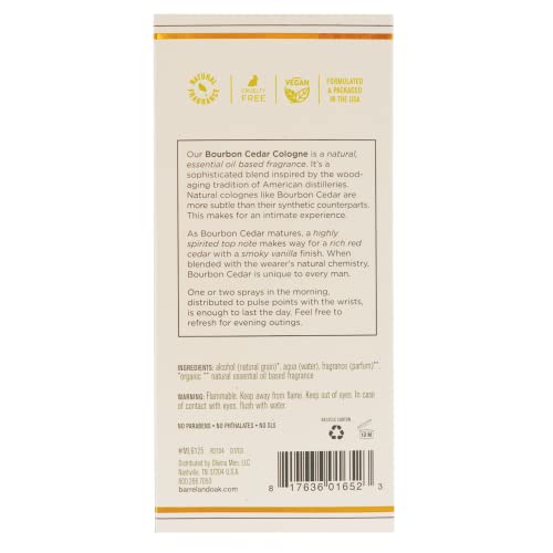 Barrel & Oak 0817636016523 Barrel And Oak - Natural Fragrance Cologne, Cologne For Men, Eau De Cologne, Essential Oil-Based Scent, Cedarwood & Bourbon Aroma, Subtle Earthy Fragrance, Paraben Free thumb #1