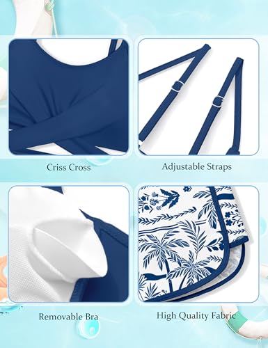 Image of Girls Swimsuit 3 Piece Bathing Suit Criss Cross Bikini Set Girls' Swimwear with Shorts 7-16T