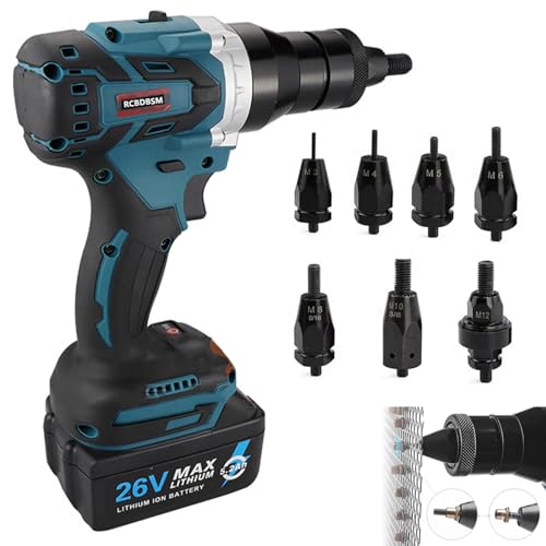 Image of Cordless Rivet Nut Gun Kit Brushless - Electric Rivet Tool with Battery M3 M4 M5 M6 M8 M10 M12 for Iron and Aluminum
