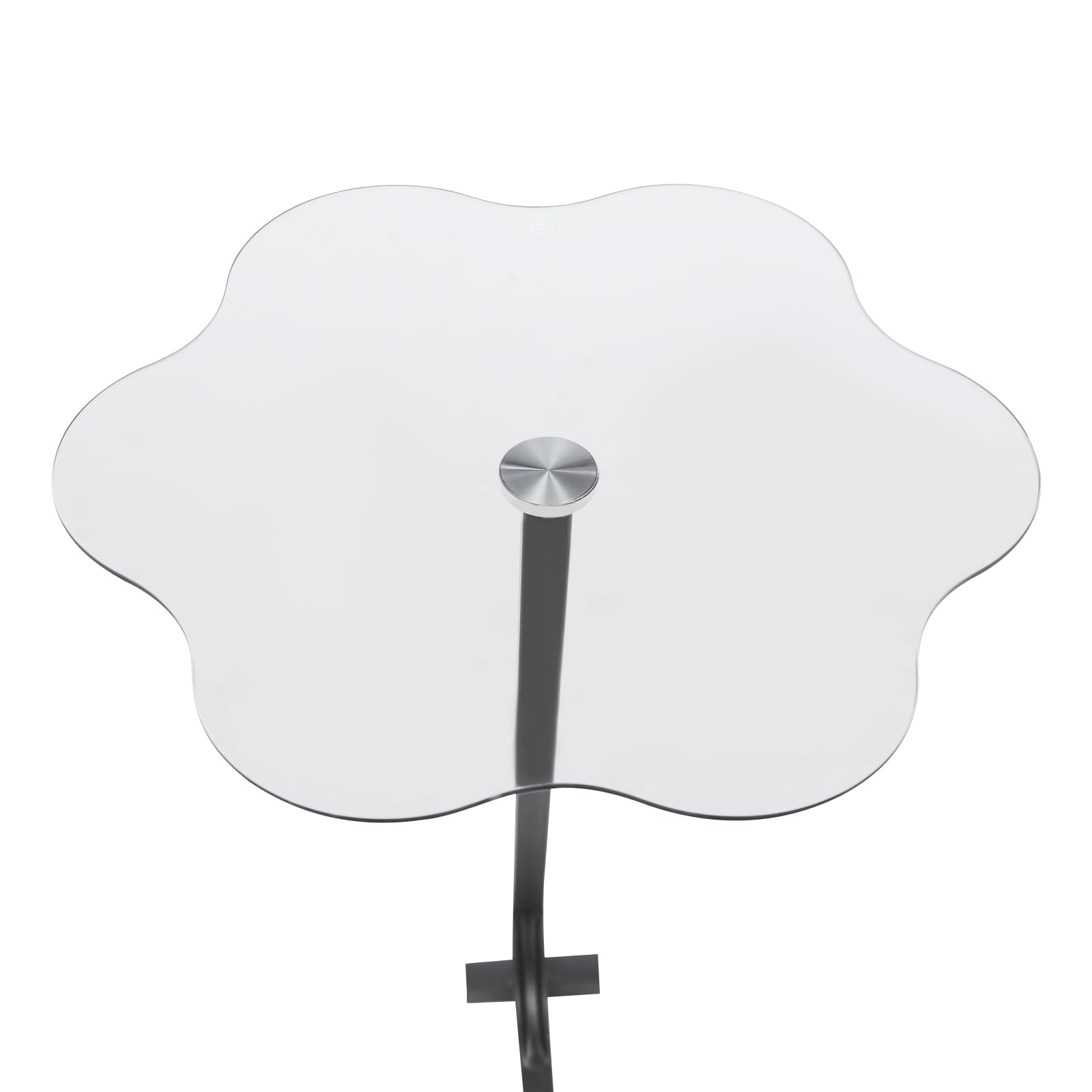Table d'appoint en forme de Z 65 cm de hauteur avec plateau en verre pour