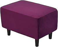 Vista 9 de Fundas otomanas elásticas, funda otomana de terciopelo, funda rectangular de almacenamiento para taburete, funda para reposapiés para sala de estar