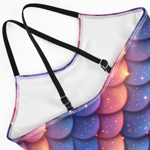 senya Girls Swimsuits One-Piece Swimwear Tie Bathing Suit Beach Summer Round Neck 9-10T Sparkling Mermaid Scale Gradient4