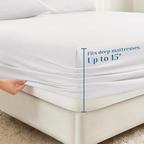 BYSURE 6 Pieces Bed Sheets Set with Pockets on Side(Full, White) - image 5