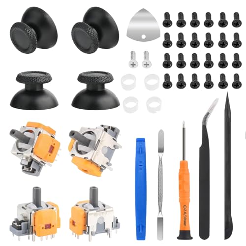 4 Stück Hall Effekt Sticks Kompatibel mit Play Station 5 PS5 Kontroller, Anti-Drift 3D Sticks mit 4 Joystick Thumbsticks 4 Joystick Protection Ring Reparatur Kit PS5 Conrtoller Zubehör