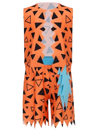 Kids Boys Caveman Clothing Stone Age Outfits Sleeveless Jagged Trim Vest and Shorts with Inflatable Stick3