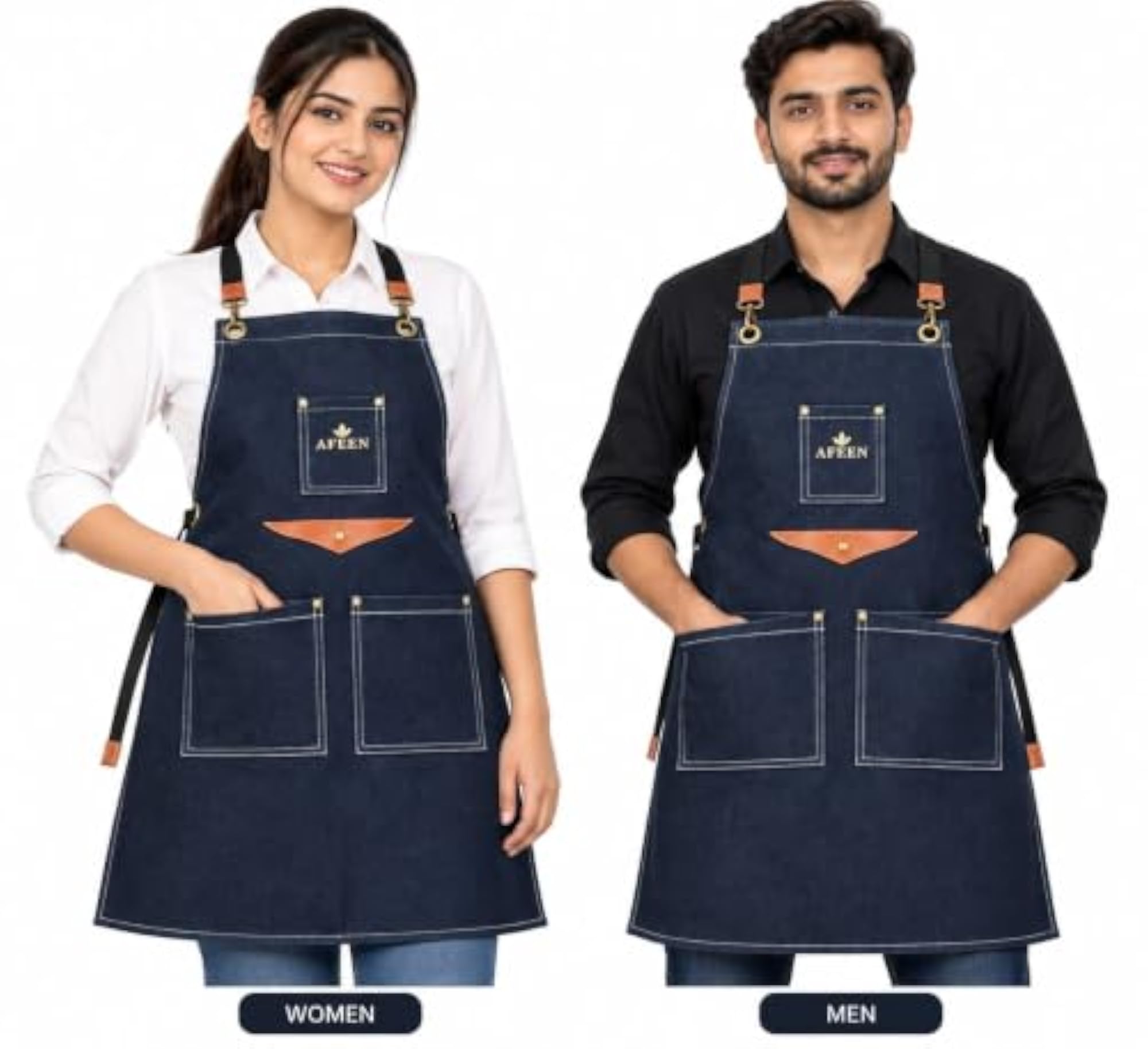 Unisex Denim Fabric Apron with Front Pockets