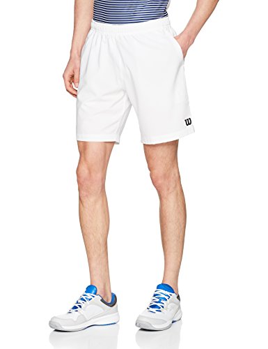 Wilson Homme Short de Tennis, M TEAM 8 SHORT, Polyester, Blanc, Taille: L, WRA765501