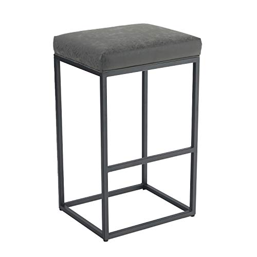 Best Villa 1er Barhocker Barstühle mit Fußstütze, Küchenstühle aus PU-Leder, Rückenloser Tresenhocker Bistrohocker für Innen Außen Esszimmer Hausbar Kaffee Stühle Cover