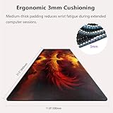 knseva. Large Gaming Mouse Pad with Stitched Edges, Abstract King Bird Phoenix After Fire Shower Renascence, Anti-Slip Rubber Base & Waterproof Fabric Surface XXL Extended Desk Mat