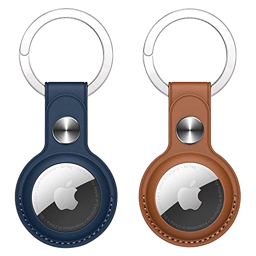Porte-clés AirTag en cuir PU lot de 2 protections anti-perte pour clés et bagages