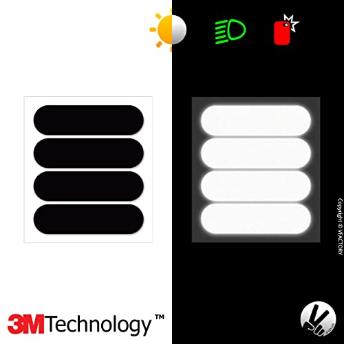 Vfluo - Kit 4 Retro Reflective Stripes Stickers For Motorcycle Helmet - Retro Reflective Stickers Technology 3M - High Visibility - Discreet And Design - Maximum Grip #TOP2