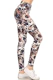 Leggings Depot High Waisted Floral & Space Print Leggings for Women-3" Yoga-R593, Bloom Time, One Si