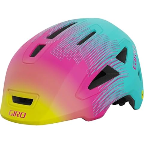 Giro Scamp Youth Recreational Cycling Helmet - Matte Teal/Pink Towers II, Small (49-53 cm) Cover