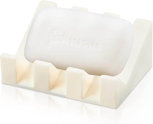 Miniatura 14 de Cunhill 2 Piezas Jabonera de Silicona Autodrenante Jabonera de Ducha Cascada Portajabón en Barra Bandeja con Drenaje Ahorrador de Jabón para Negro