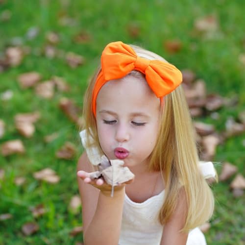 Baby Girl Headbands-Infant Toddler Cotton Handmade Hairbands with Big Bows Child Hair Accessories (Orange, 3-36 Month)4