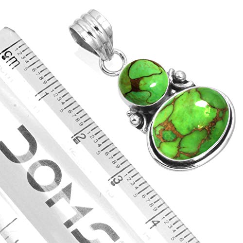 Jeweloporium 925 Sterling Silver Pendant For Chain Necklace For Women - Girls, Green Copper Turquoise Stone Silver Pendant, Simple Silver Pendant, Gift For Valentines Day, Gemstone 925 Silver Jewelry #TOP1