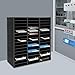 Literature Organizer, 48 Slots Countertop Mail Sorter Organizer PVC Student Mailbox Paper Bill Holder File Letter Sorter Shelf Compartment Shelf Holder for Office Home Classroom (Black, 48 Slots)