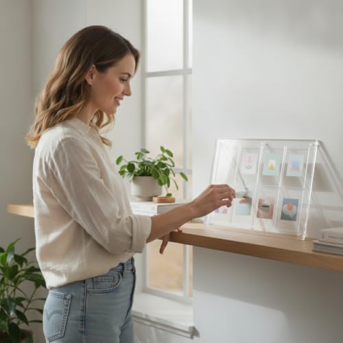 Cadre photo acrylique gravé multi-emplacements, support photo de bureau