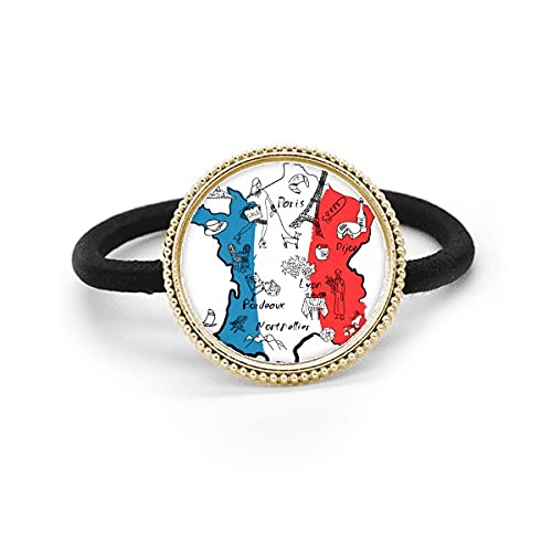 Corbata de pelo Francia con acabado plata pulida coletero de metal con monumentos nacionales