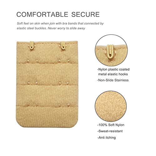 Suremate Bra Extender 2 Hook/3 Hook/4 Hook Plus Size Bra Strap Extender Bra Band Extension Strap For Women-3Pcs (2 Hook-Nude, Bra Extender) #TOP2