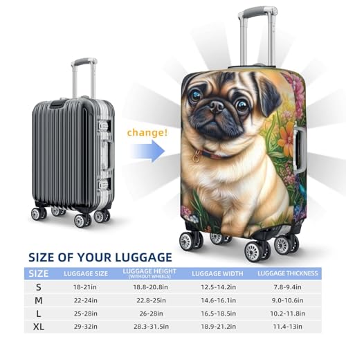 Pug Dog Elastic Travel Luggage Covers Dustproof Scratch-Resistant Suitcase Protector Fit 22-24 Inch4