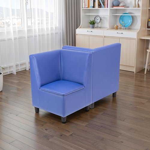 Image of FDP Kid Comfort Collective Modular Corner Armless Armless Chairs, 2-Pack - Blue