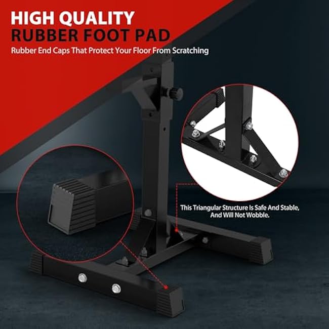 F2C Max Load 550Lbs Pair of Adjustable Squat Rack 41-66 Sturdy Steel Barbell Rack Free Bench Press Stands GYM/Home Gym Portable Dumbbell Racks Stands