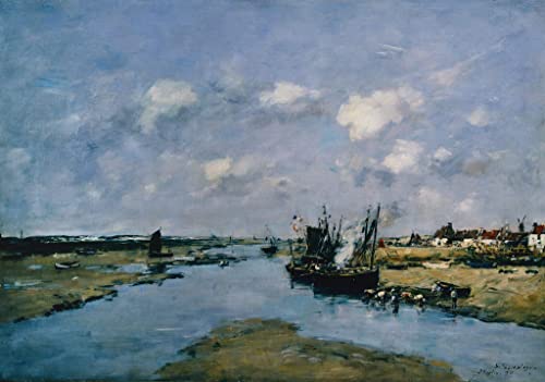 Tableau La Canche à marée basse Etaples d'Eugène Boudin | Décoration moderne sur toile 60x90cm