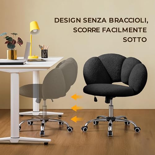 Yaheetech Sedia Scrivania Senza Braccioli Schienale a Nuvola Nero - Immagine 4