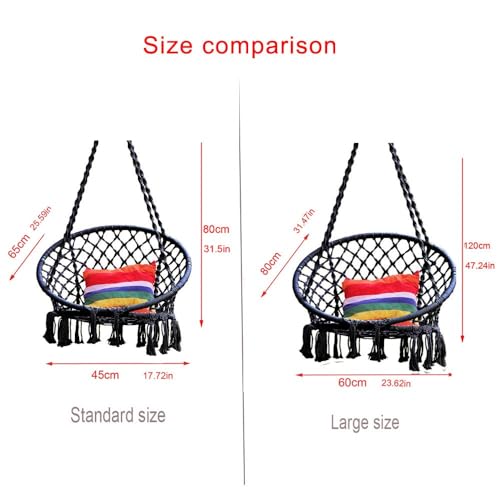 Hanging Rope Hammock Lounger Chair Macrame Porch Swing for Indoor Outdoor Home Bedroom Patio Deck Yard Garden,Include Hooks No Ceiling Mount Set-Small