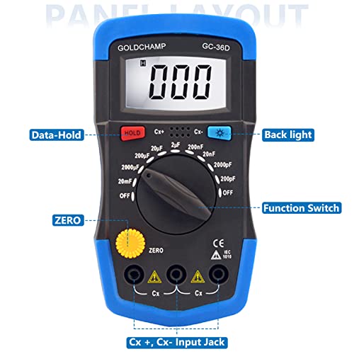 Goldchamp GC-36D-US Digital Capacitor Tester Multimeter Capacitance Meter 200Pf-20Mf Meter Capacitor Handheld Multimeter Tester thumb #1