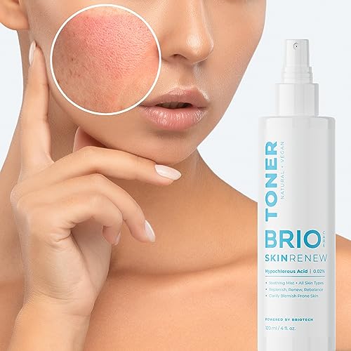 Briotech Hypochlorous Acid Spray Toner Face And Skin, Briocare Skin Renew Toner Natural & Vegan Hocl Skincare, Reduce Acne Appearance, Soothing Mist For Redness & Bumps #TOP3