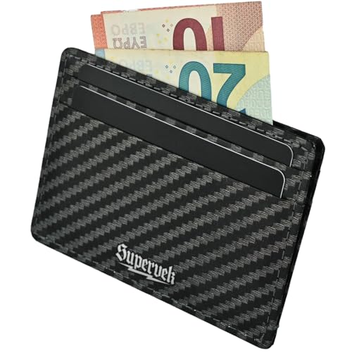 SUPERVEK Carbon Fiber Texture Ultra-Thin Paper Cardholder Wallet for men