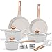 RIOVARM Ensemble de casseroles et poêles à induction en granit antiadhésif avec couvercle 11 pièces sans PFOA Essentiels de cuisine avec poêle à frire Marmite Casserole