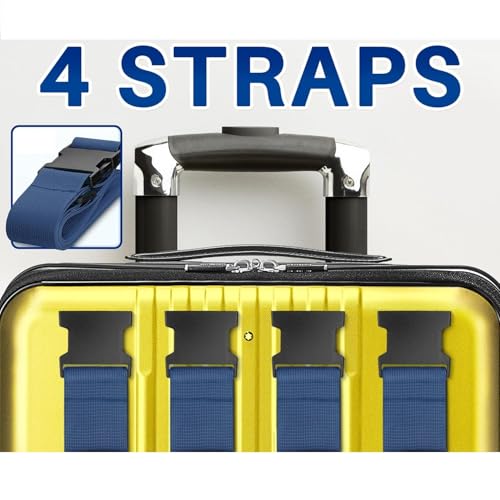 Image of Luggage Straps: Secure Your Belongings, Made Seat Belt Material Size 2 inch X6.5FT Color + 1 ADD A Baggage Belt(1 inchX20 inch Black) (Navy Blue, 4 Pack)