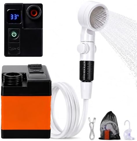 Portable Camping Shower, 5200mAh Pump, 3 Spray Modes