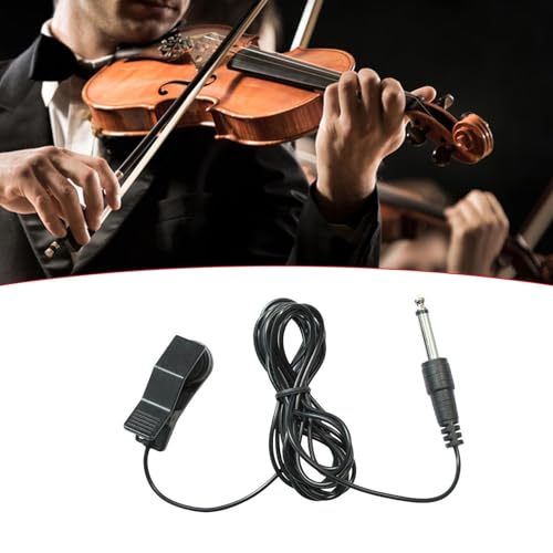 Violin Pickup Piezo Contact Microphone Clip On 2.32 Meters Audio Cable for Acoustic Guitar and String Instruments