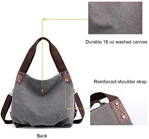 Women Bag,3 Ways Convertible Canvas Vintage Shoulder Bag Handbag Crossbody bag Ladies Big Hobo Tote Shopper Travel Bag